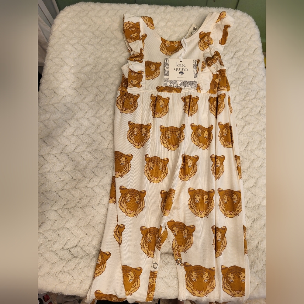 Kate Quinn sleeveless jumpsuit - tiger heads 12-18mo
